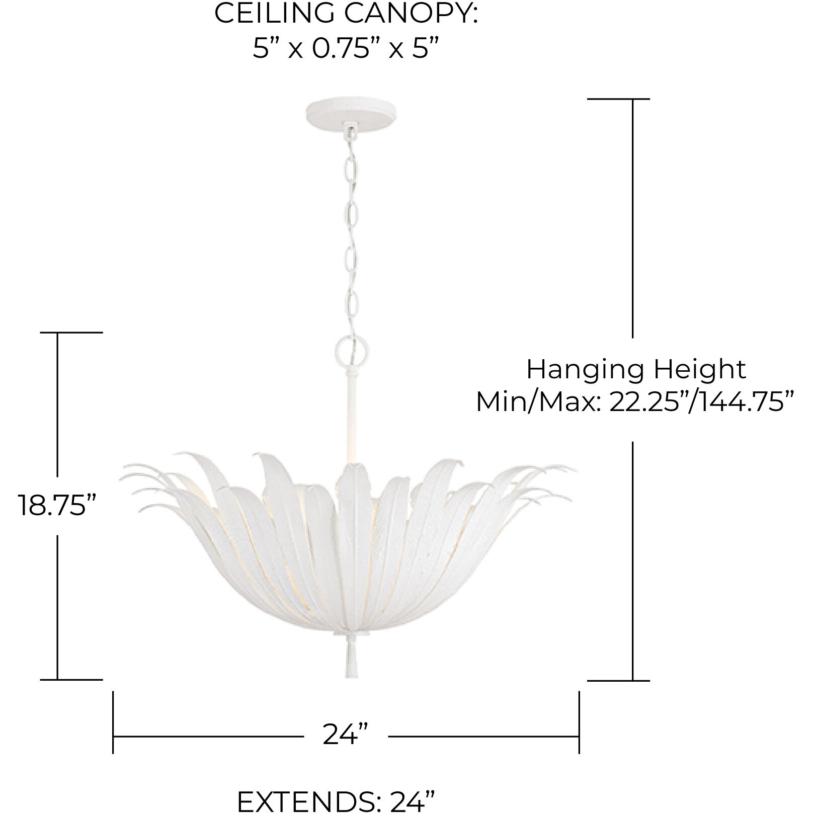 Eden 4 Light 24 inch Textured White Pendant Ceiling Light