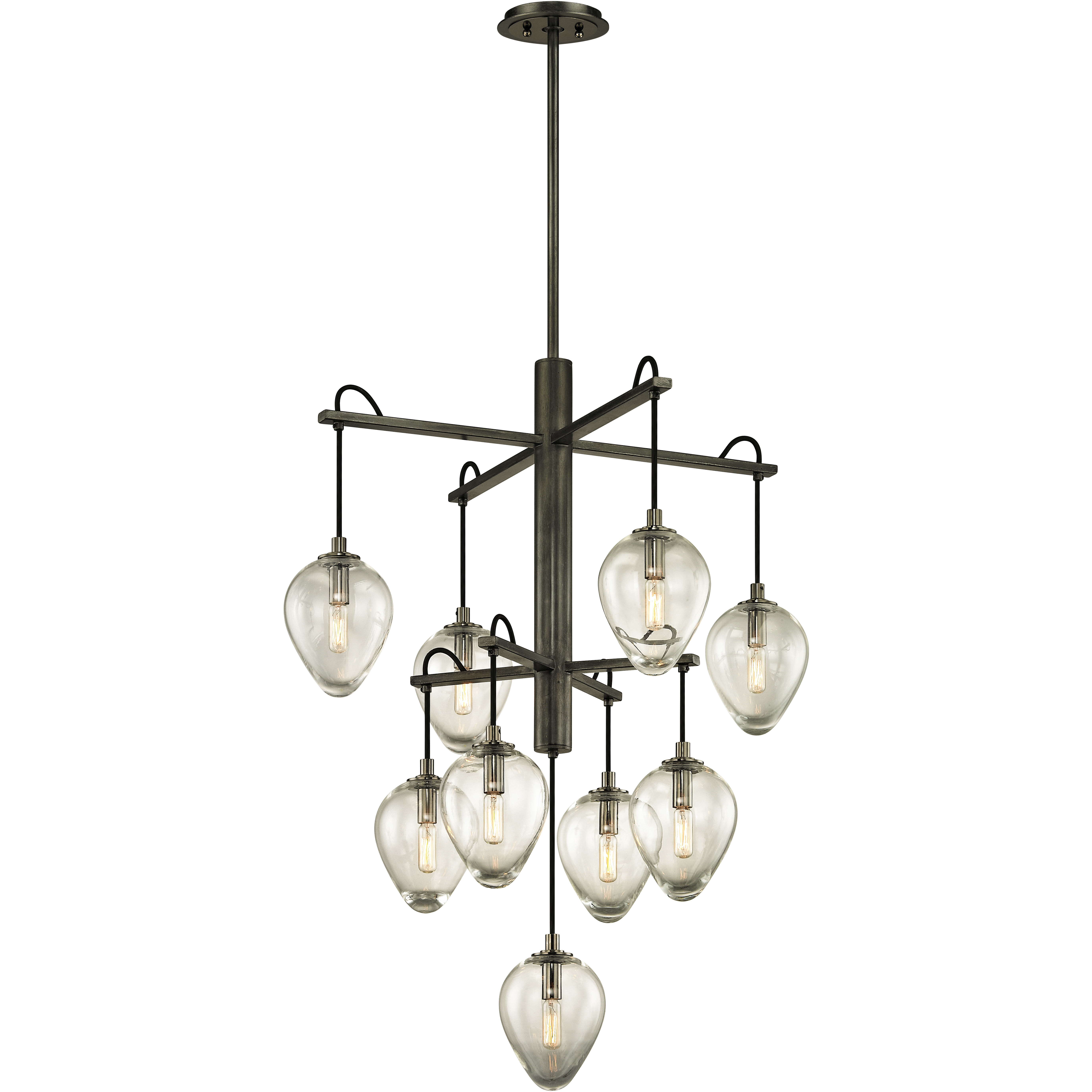 Brixton 9 Light 30.25 inch Gun Metal With Smoked Chrome Chandelier Ceiling Light