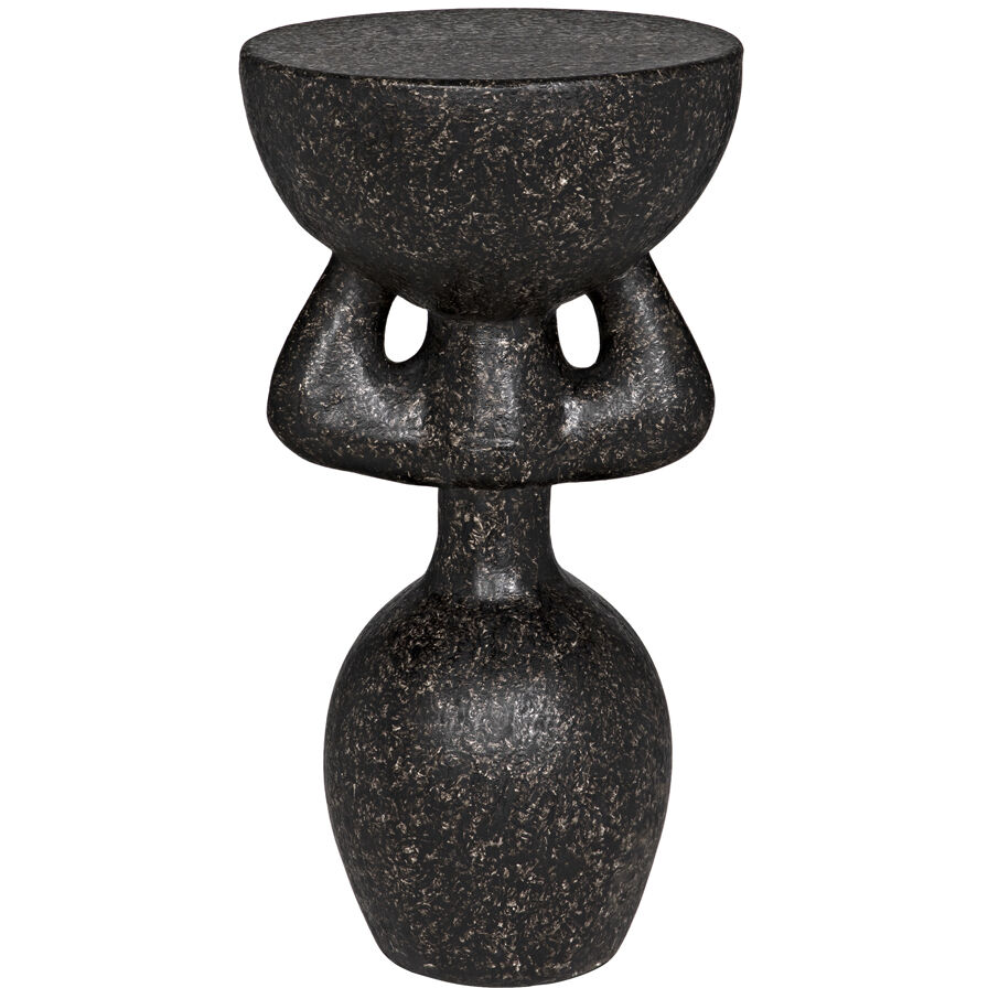 African 26 X 14 inch Black Fiber Cement Side Table