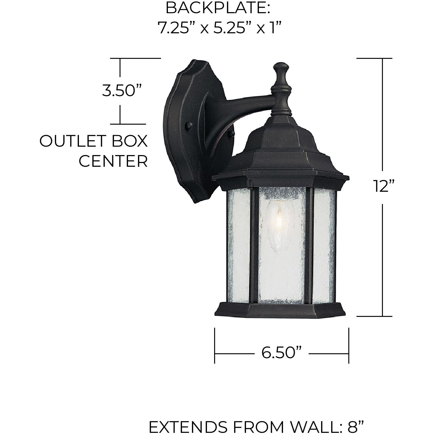 Main Street 1 Light 12 inch Black Outdoor Wall Lantern