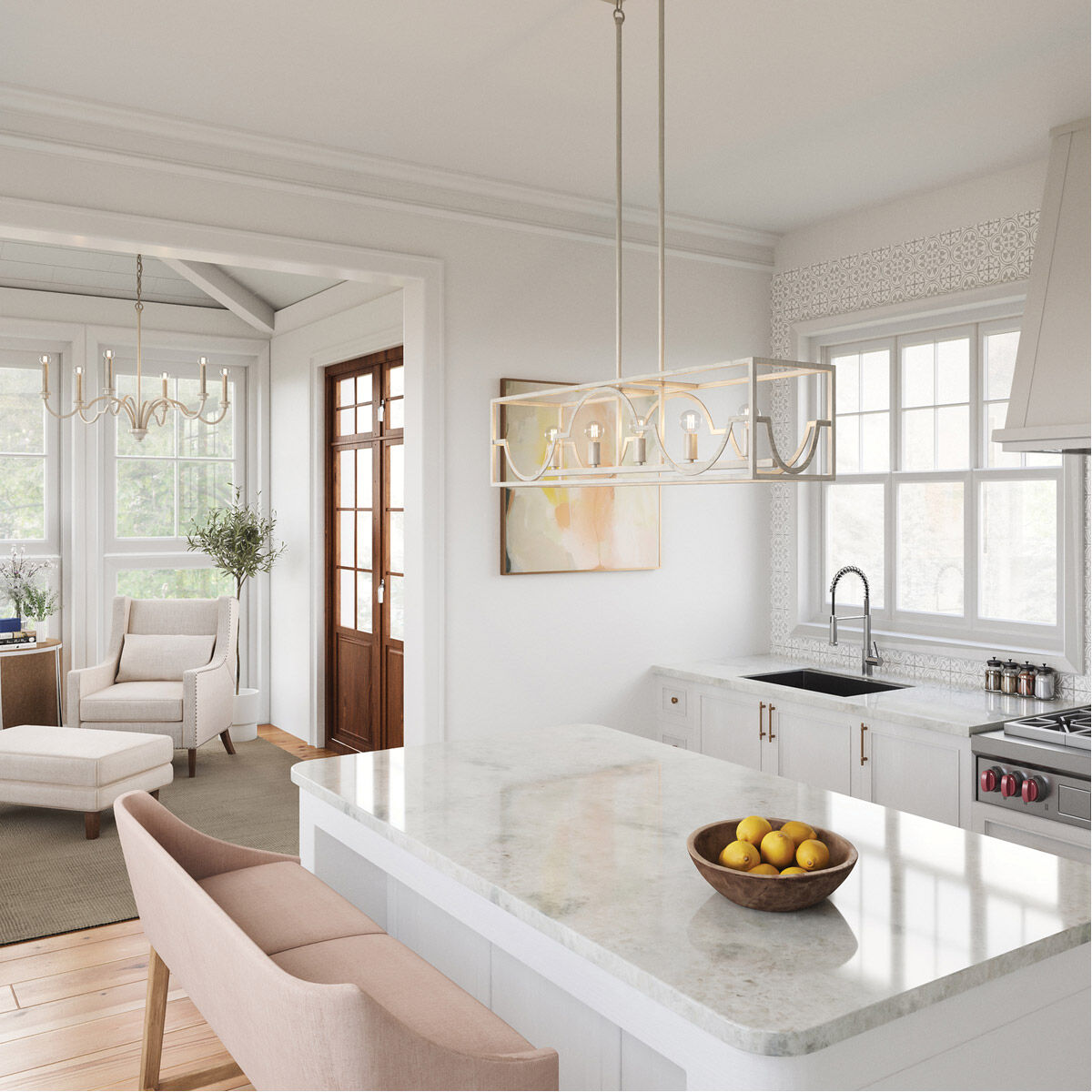 Demi 6 Light 32 inch Winter White Chandelier Ceiling Light