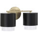 Weller 2 Light 15 inch Matte Brass and Black Vanity Light Wall Light