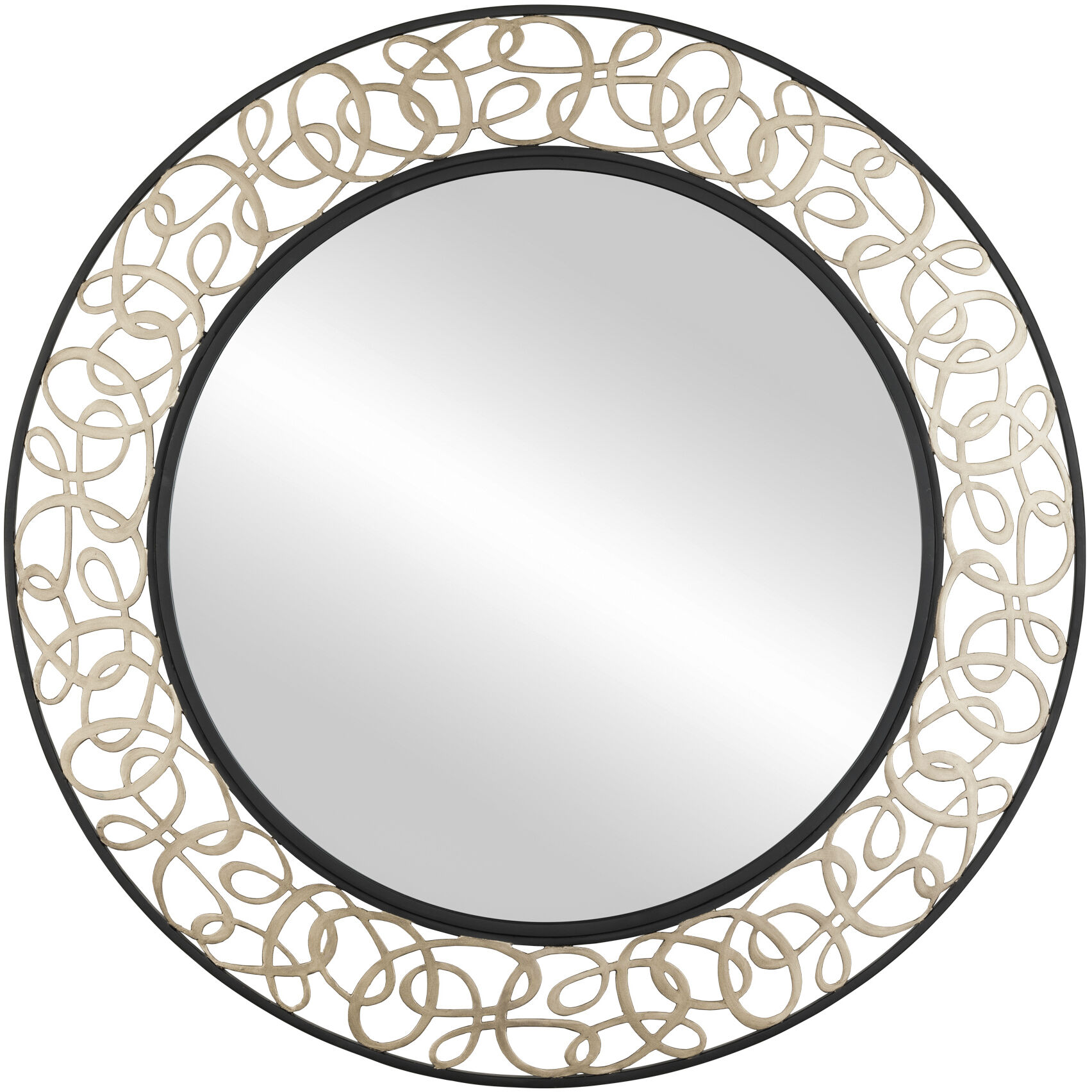 Scribble 33 X 33 inch Matte Black with Artifact Wall Mirror