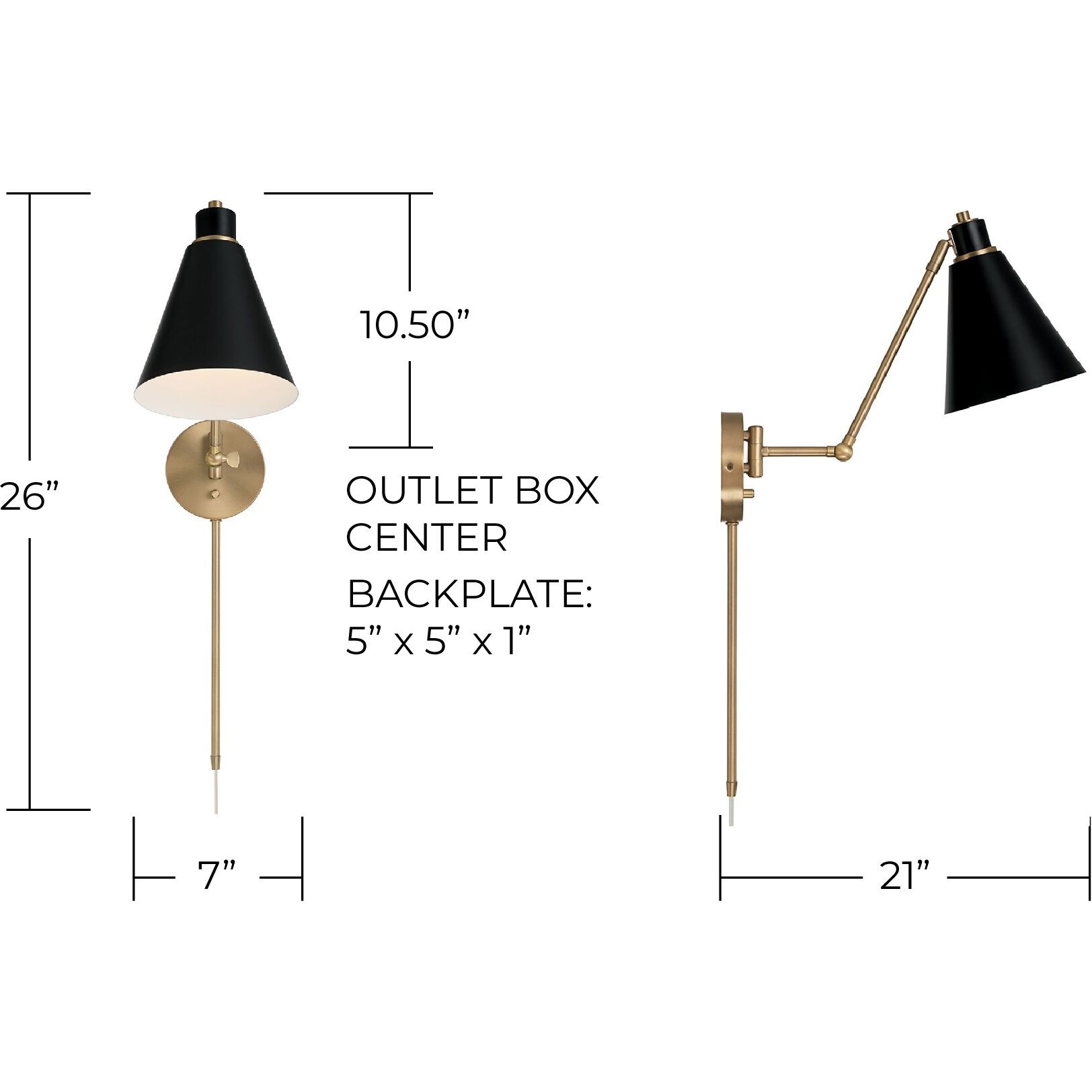 Bradley 1 Light 7 inch Aged Brass and Black Sconce Wall Light