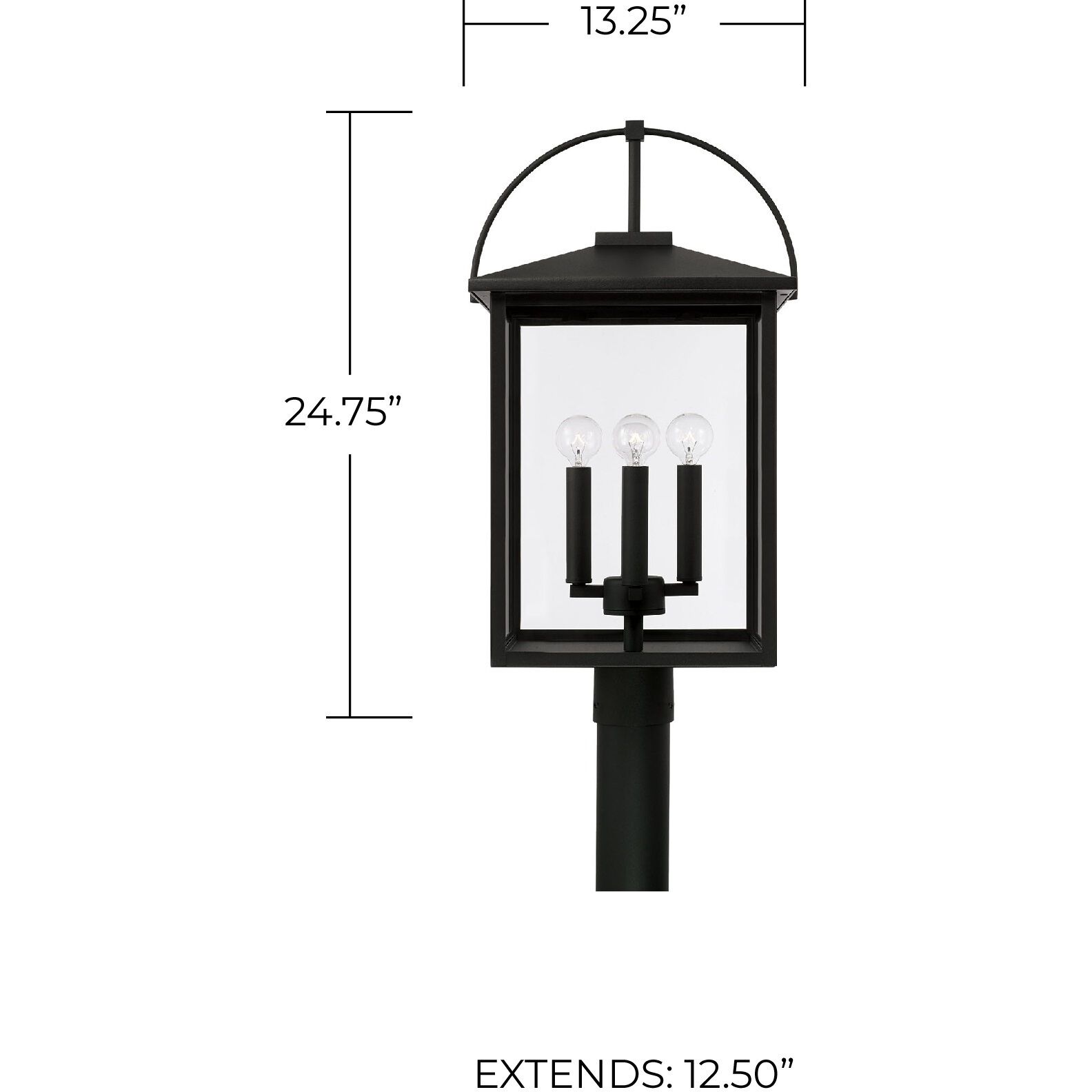 Bryson 4 Light 24.75 inch Black Outdoor Post Lantern