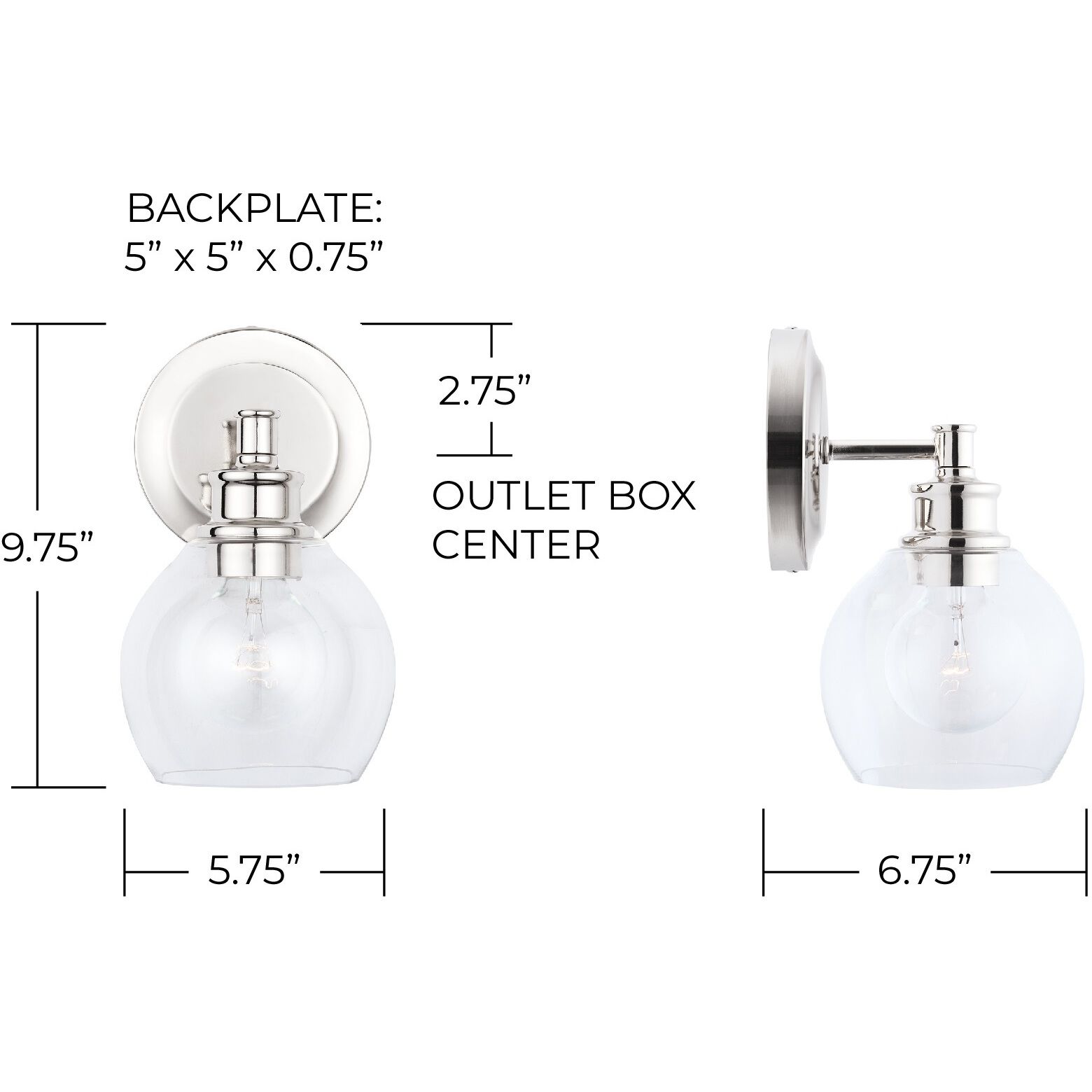 Mid Century 1 Light 6 inch Polished Nickel Sconce Wall Light