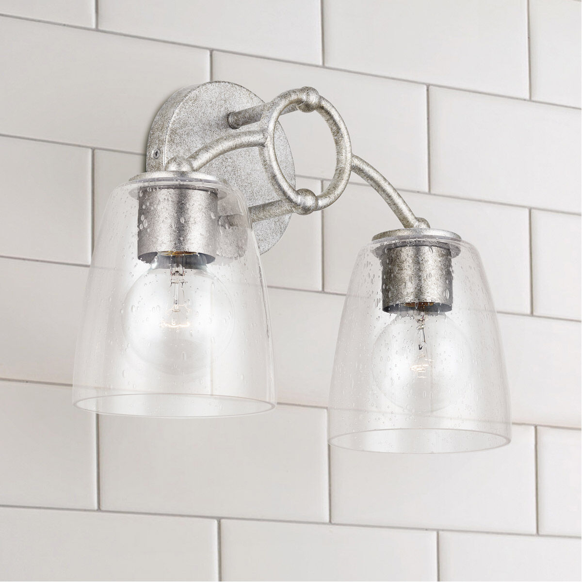 Oran 2 Light 15 inch Antique Silver Vanity Light Wall Light