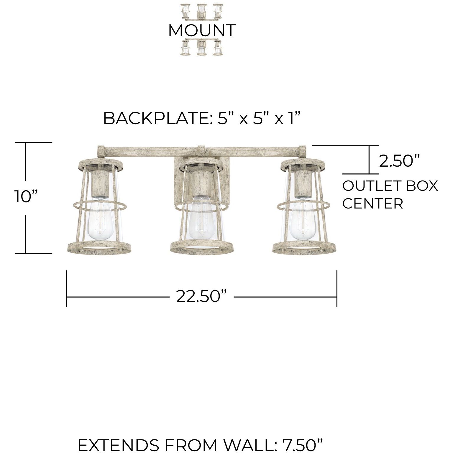 Beaufort 3 Light 23 inch Mystic Sand Vanity Light Wall Light