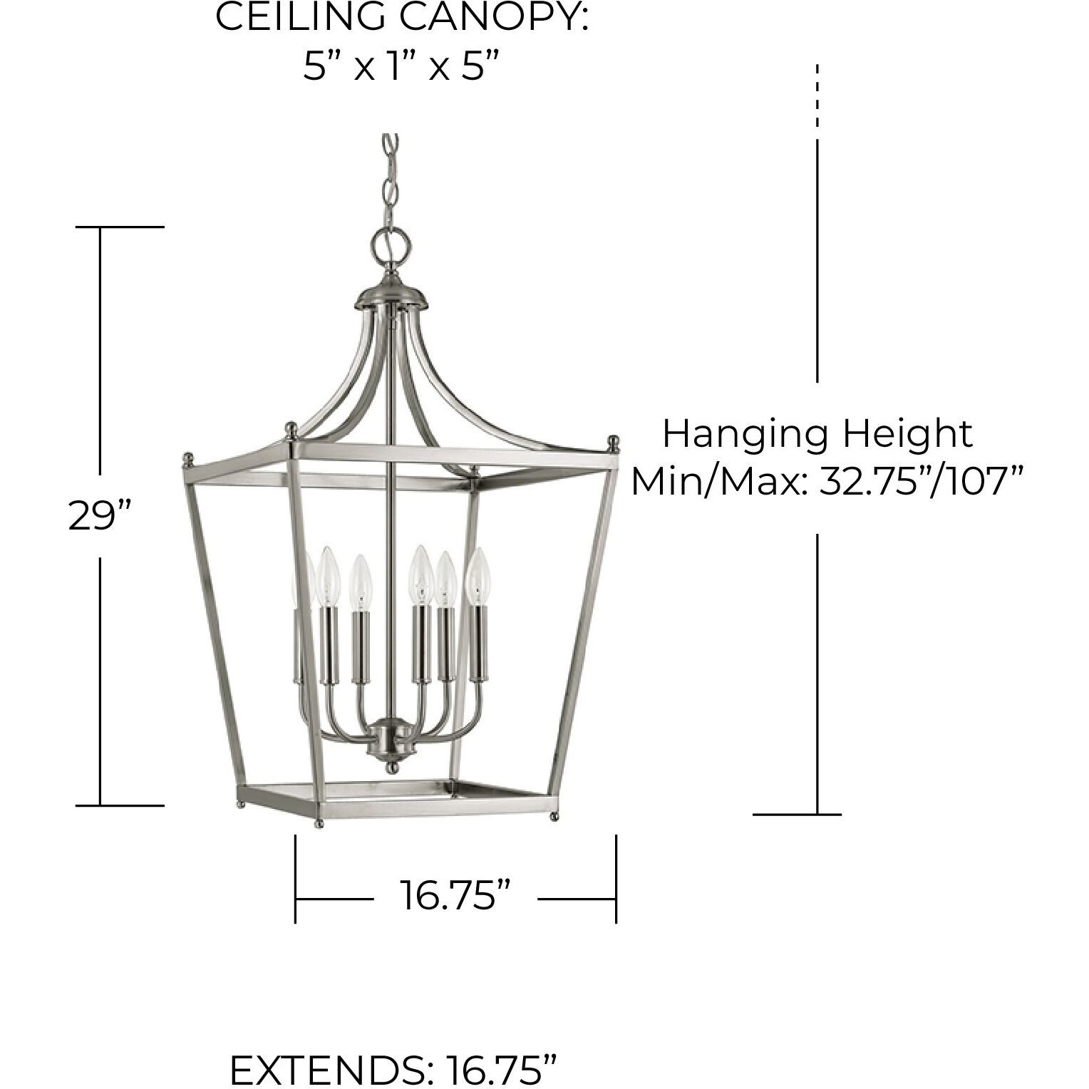 Stanton 6 Light 17 inch Brushed Nickel Foyer Ceiling Light