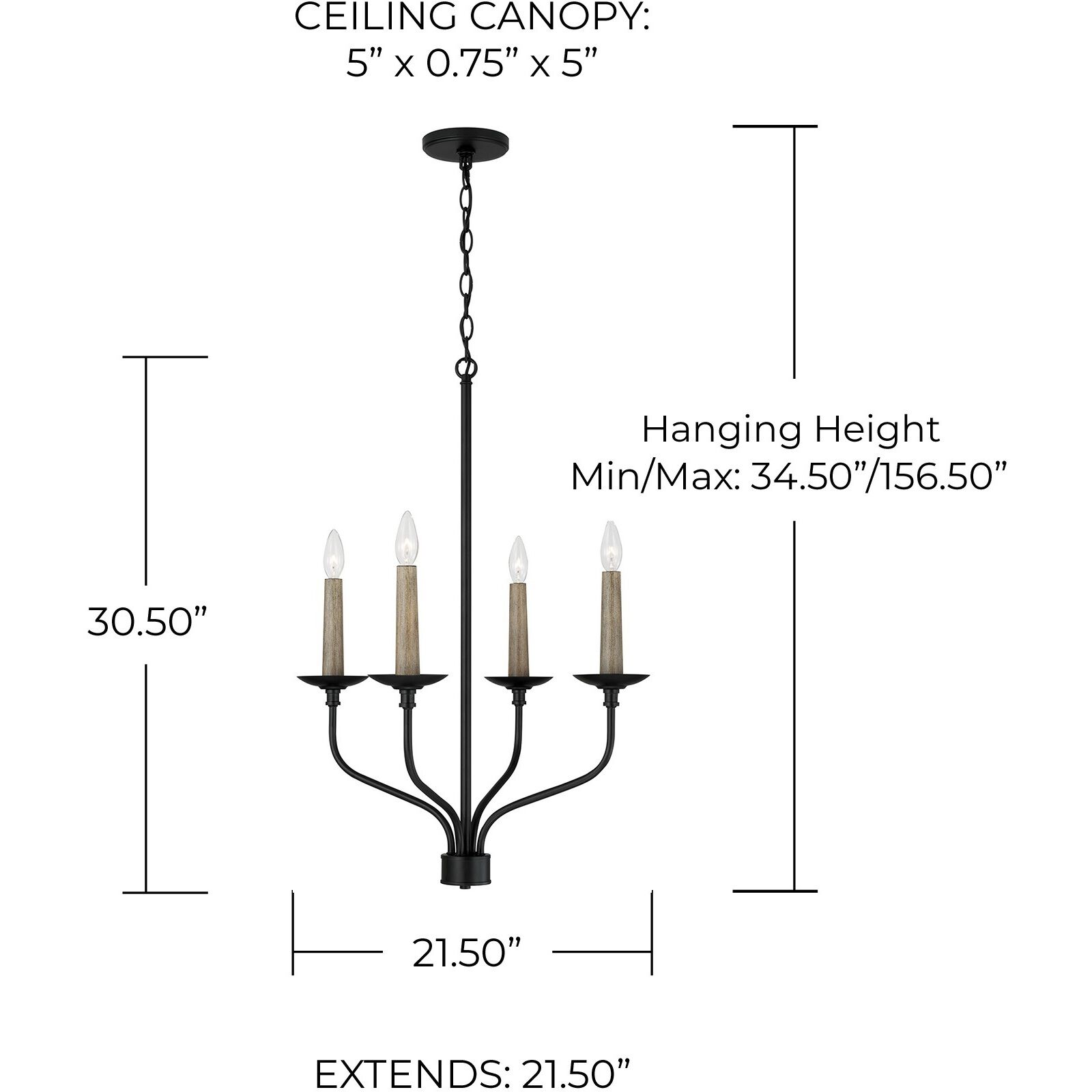 Wilder 4 Light 21.5 inch Matte Black Chandelier Ceiling Light