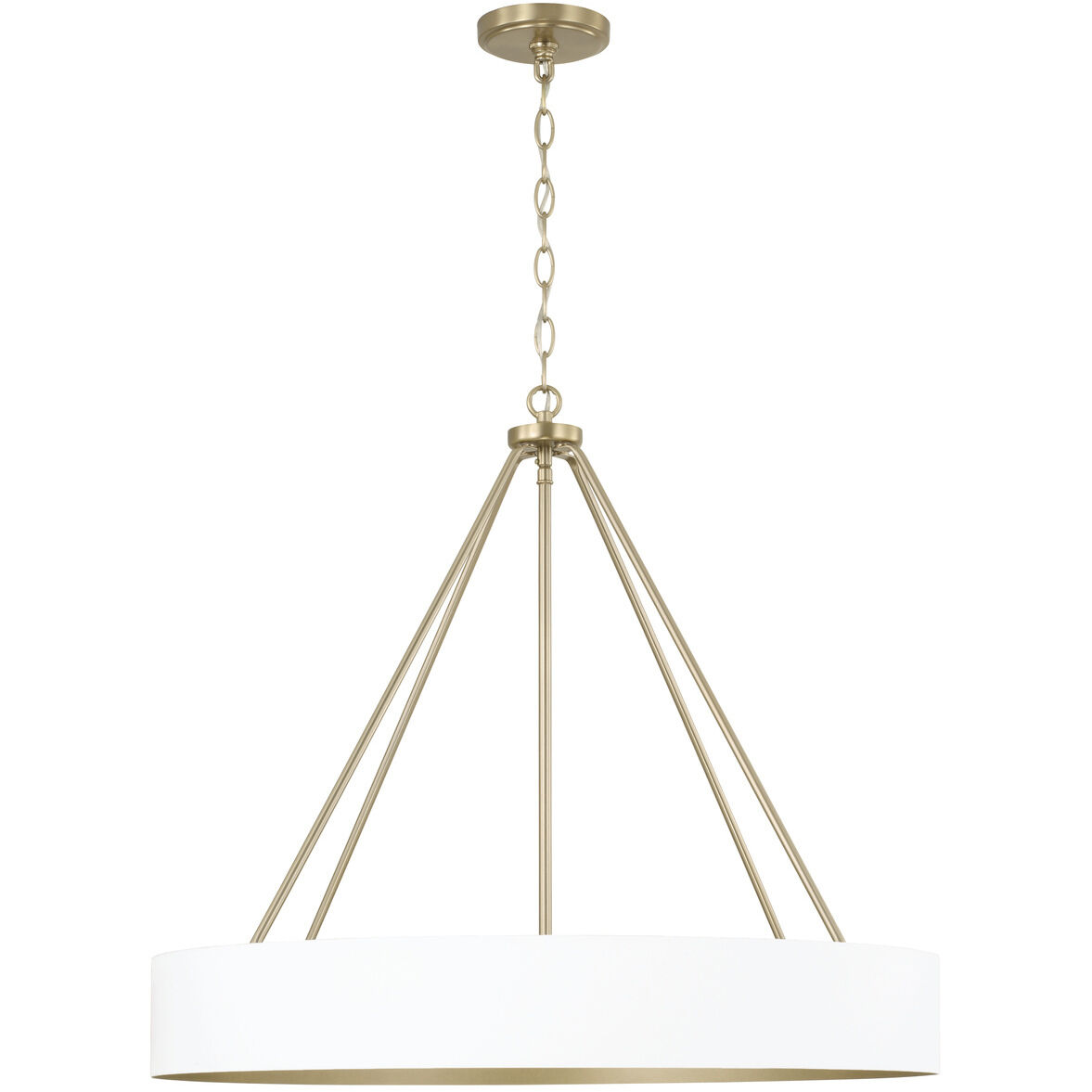 Weller 4 Light 27.5 inch Matte Brass and White Chandelier Ceiling Light