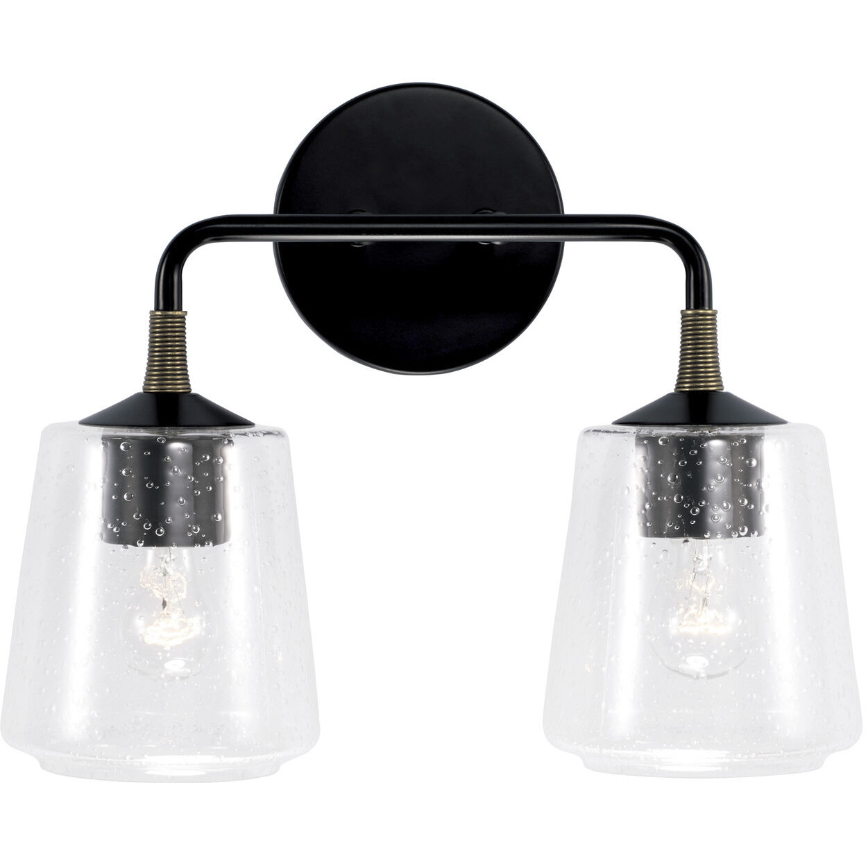 Amara 2 Light 14 inch Matte Black with Brass Vanity Light Wall Light