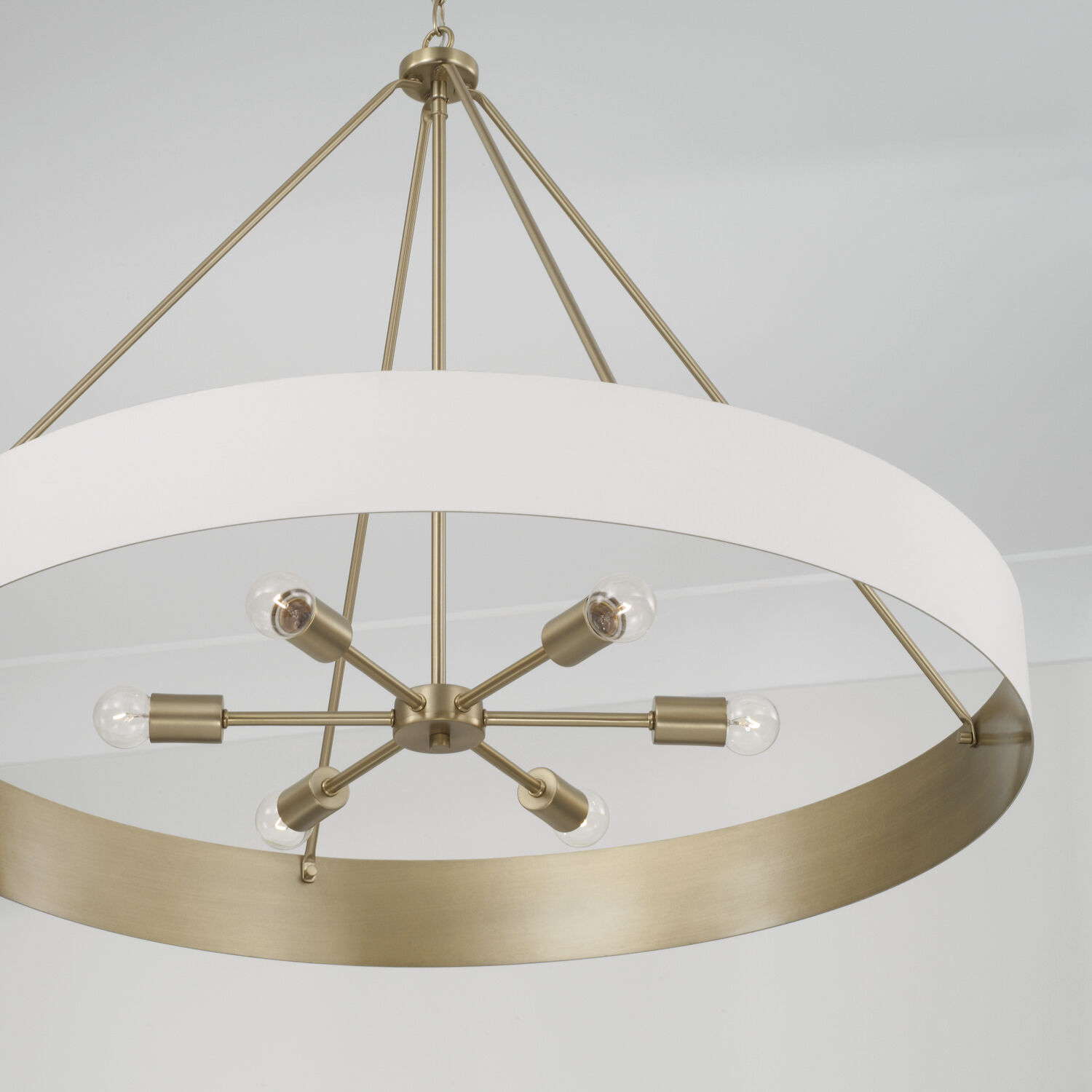 Weller 6 Light 35.75 inch Matte Brass and White Chandelier Ceiling Light