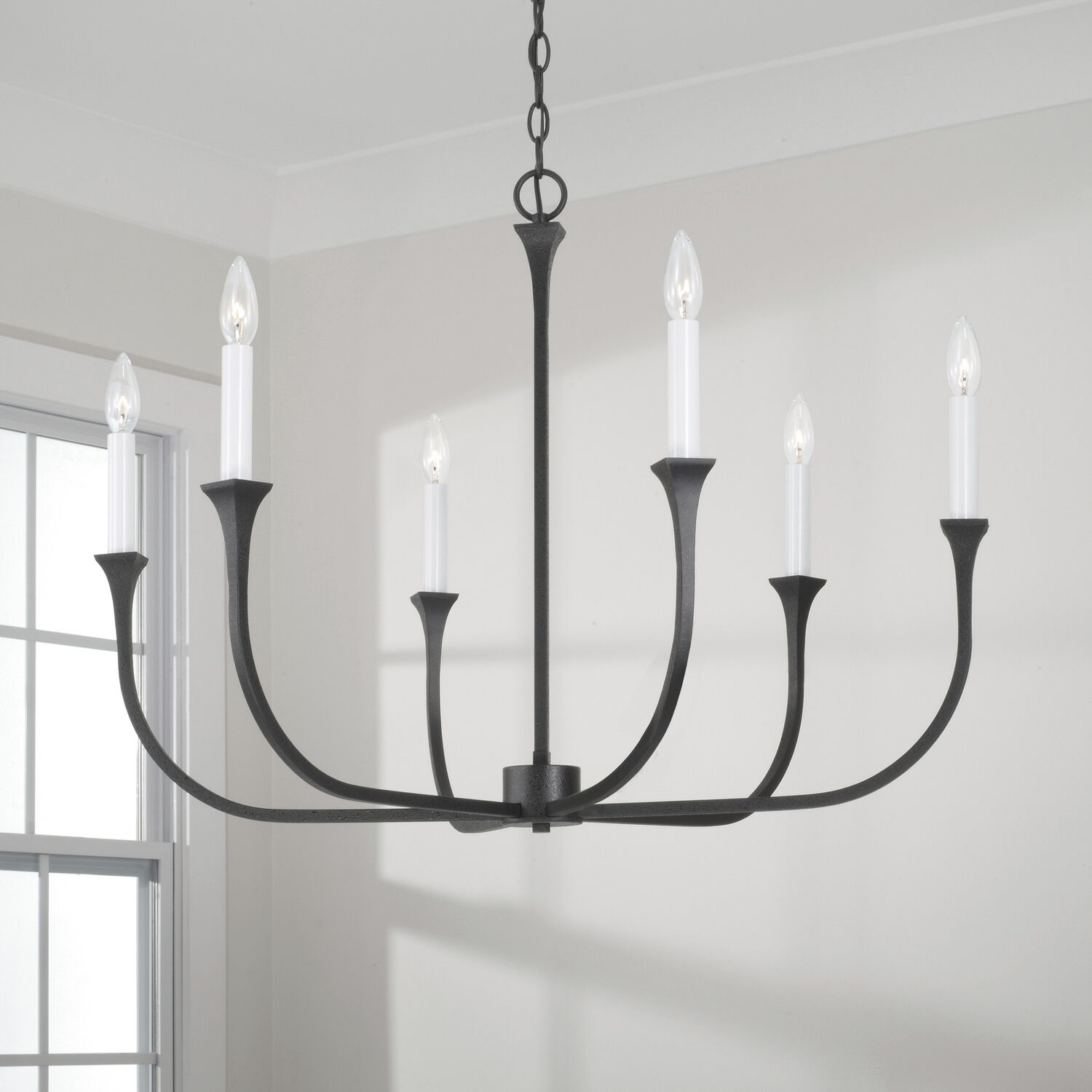 Decklan 6 Light 32 inch Black Iron Chandelier Ceiling Light