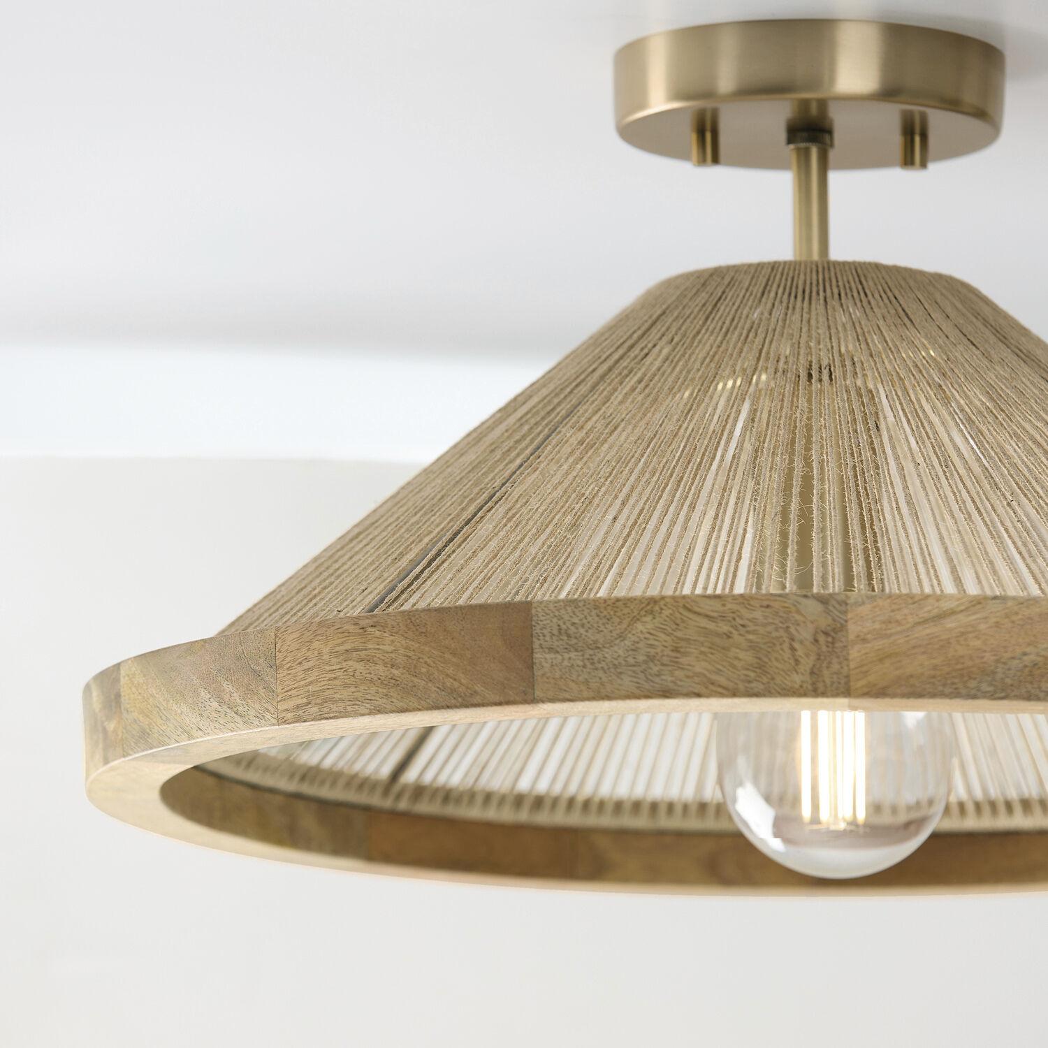 Maya 1 Light 19 inch Matte Brass Semi-Flush Ceiling Light, Convertible Dual Mount