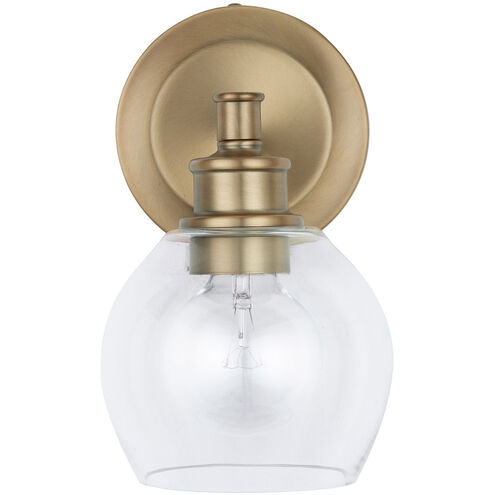 Mid Century 1 Light 6 inch Aged Brass Sconce Wall Light