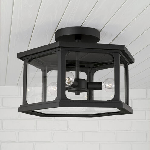 Walton 3 Light 16 inch Black Outdoor Semi-Flush Mount