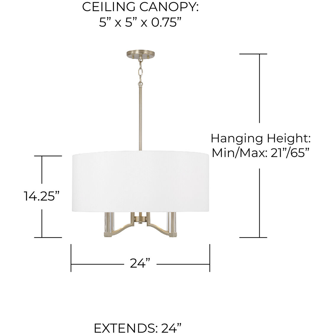 Ingrid 4 Light 24 inch Matte Brass Pendant Ceiling Light