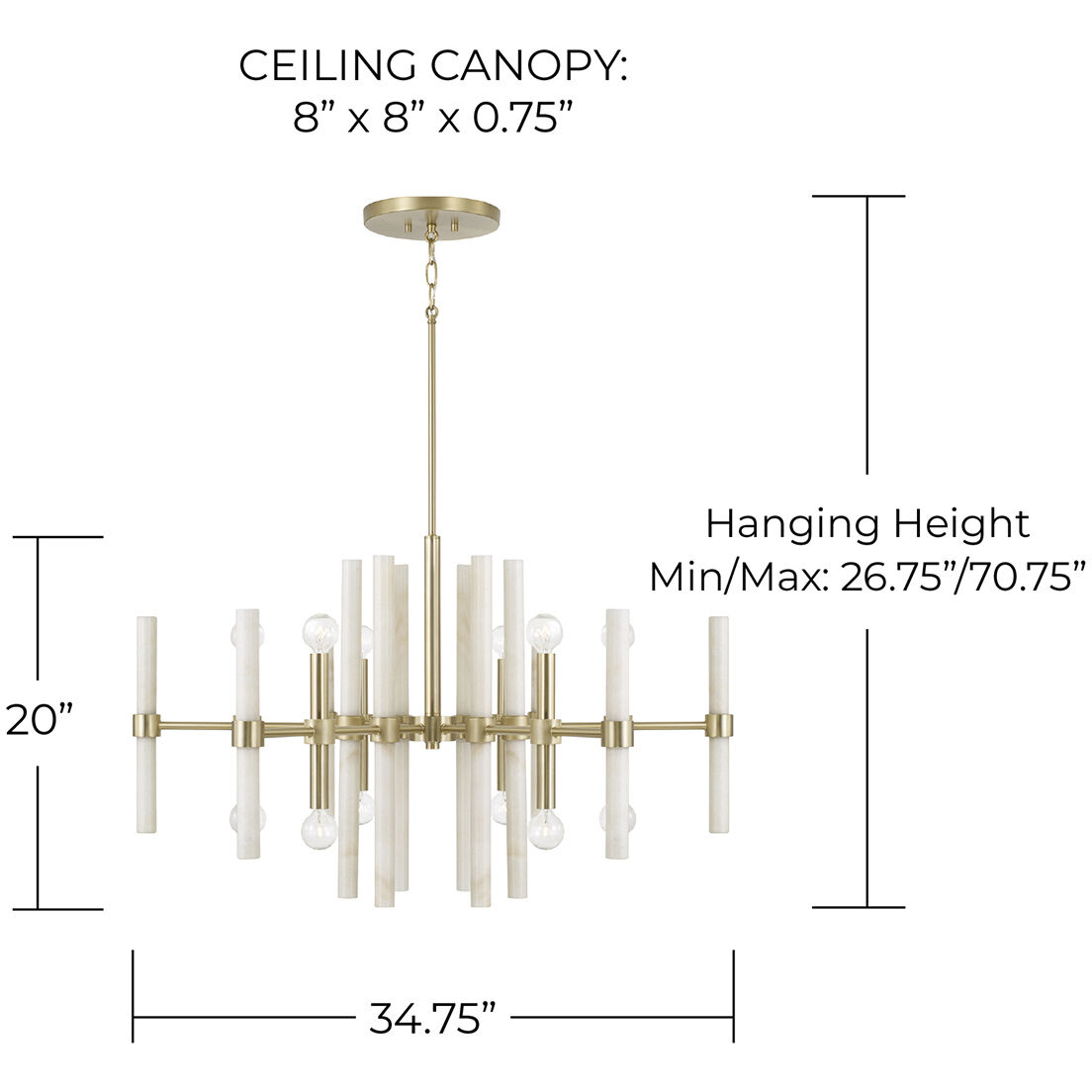 Marlow 12 Light 34.75 inch Matte Brass Chandelier Ceiling Light