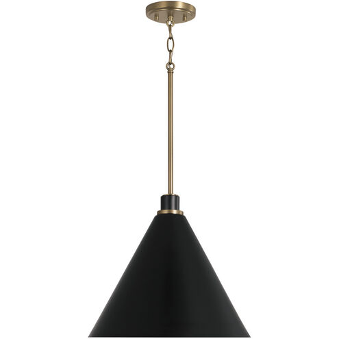 Bradley 1 Light 15 inch Aged Brass and Black Pendant Ceiling Light