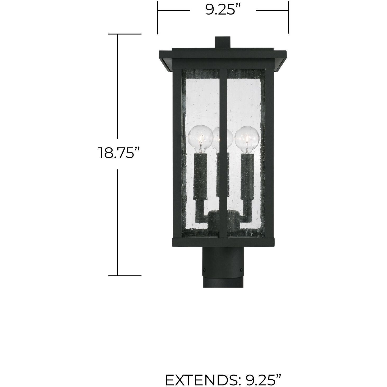 Barrett 3 Light 19 inch Black Outdoor Post Lantern