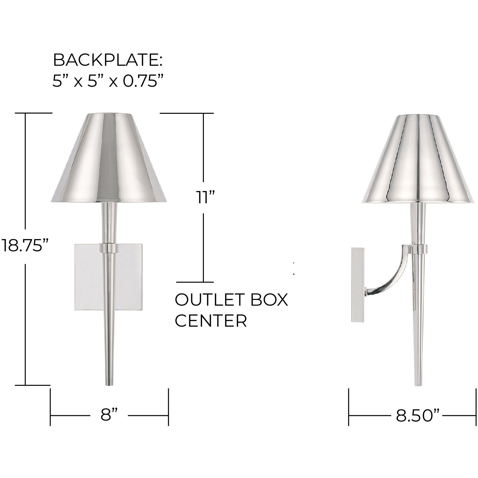 Holden 1 Light 8 inch Polished Nickel Sconce Wall Light