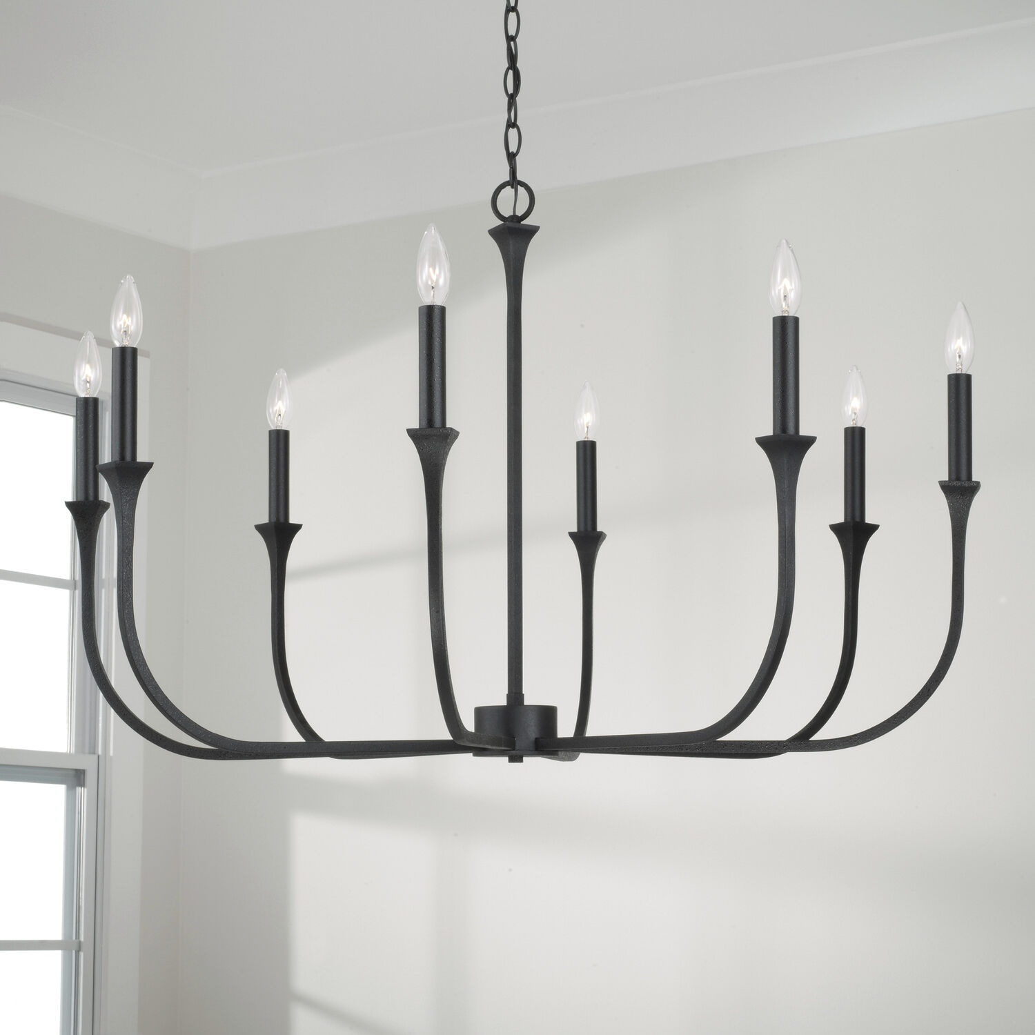 Decklan 8 Light 38 inch Black Iron Chandelier Ceiling Light
