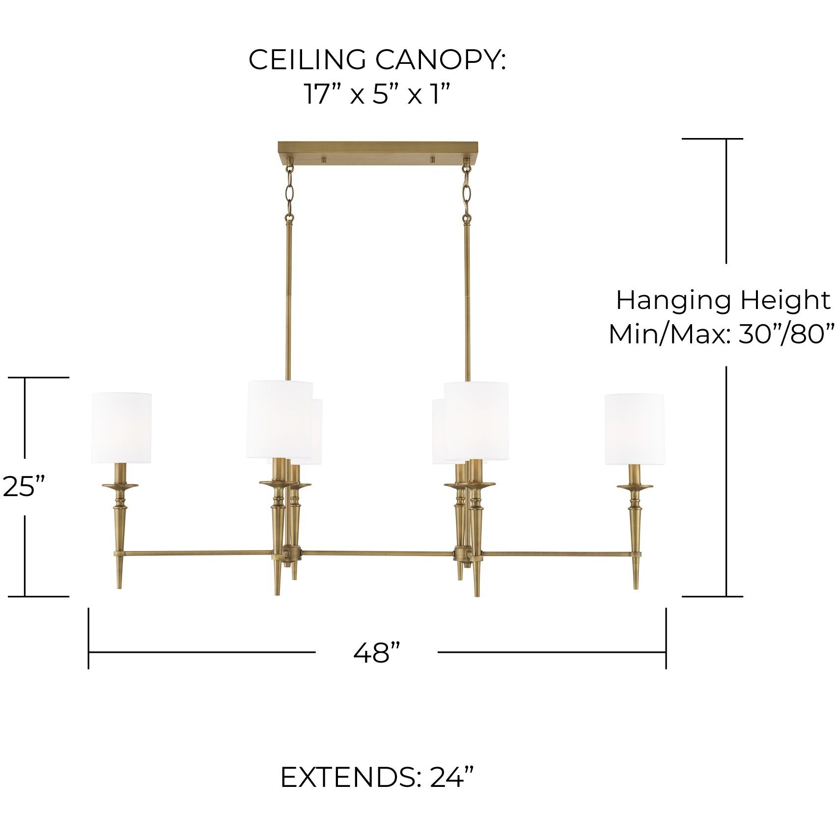 Abbie 6 Light 48 inch Aged Brass Island Light Ceiling Light