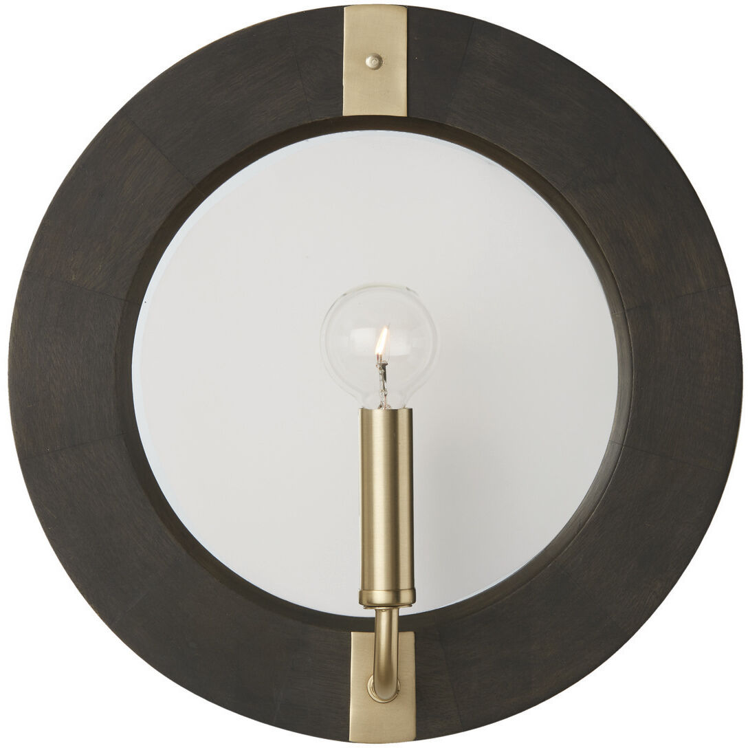 Finn 1 Light 12 inch Black Stain and Matte Brass Sconce Wall Light