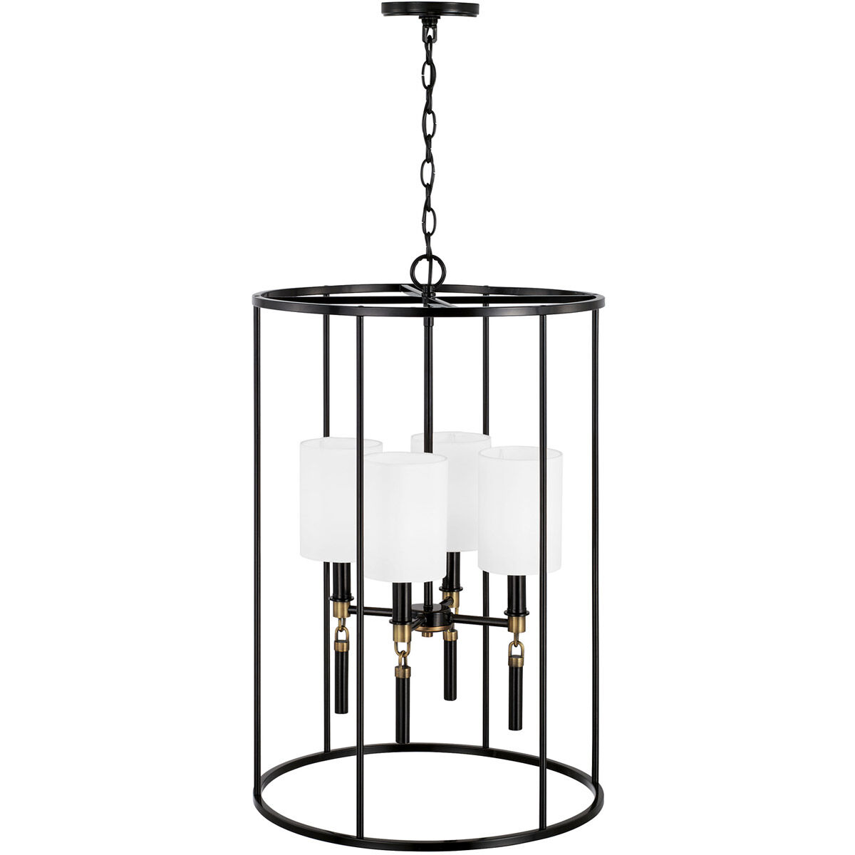 Beckham 4 Light 18.5 inch Glossy Black and Aged Brass Foyer Light Ceiling Light
