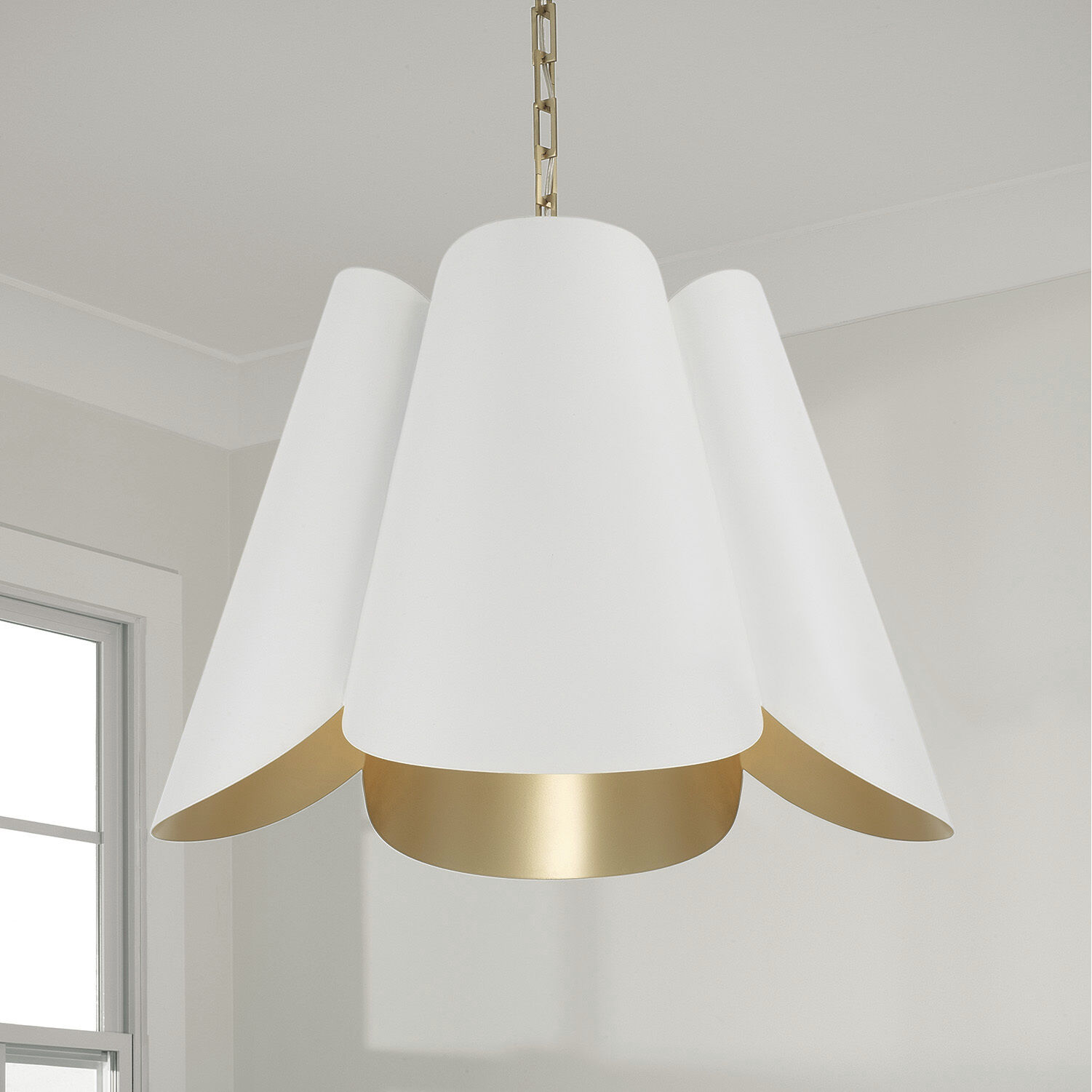 Maeve 4 Light 26.75 inch Matte Brass and White Pendant Ceiling Light