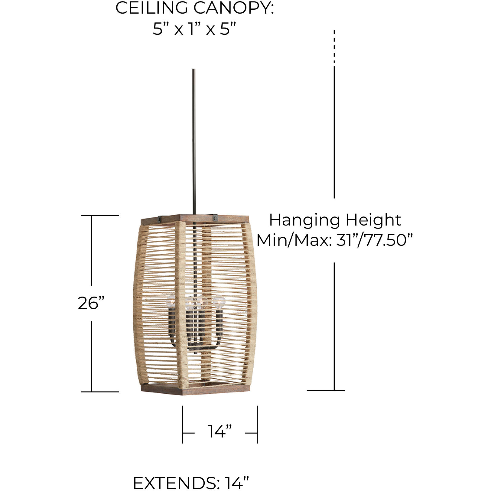 Jacob 4 Light 14 inch Grey Wash and Iron Silk Foyer Ceiling Light