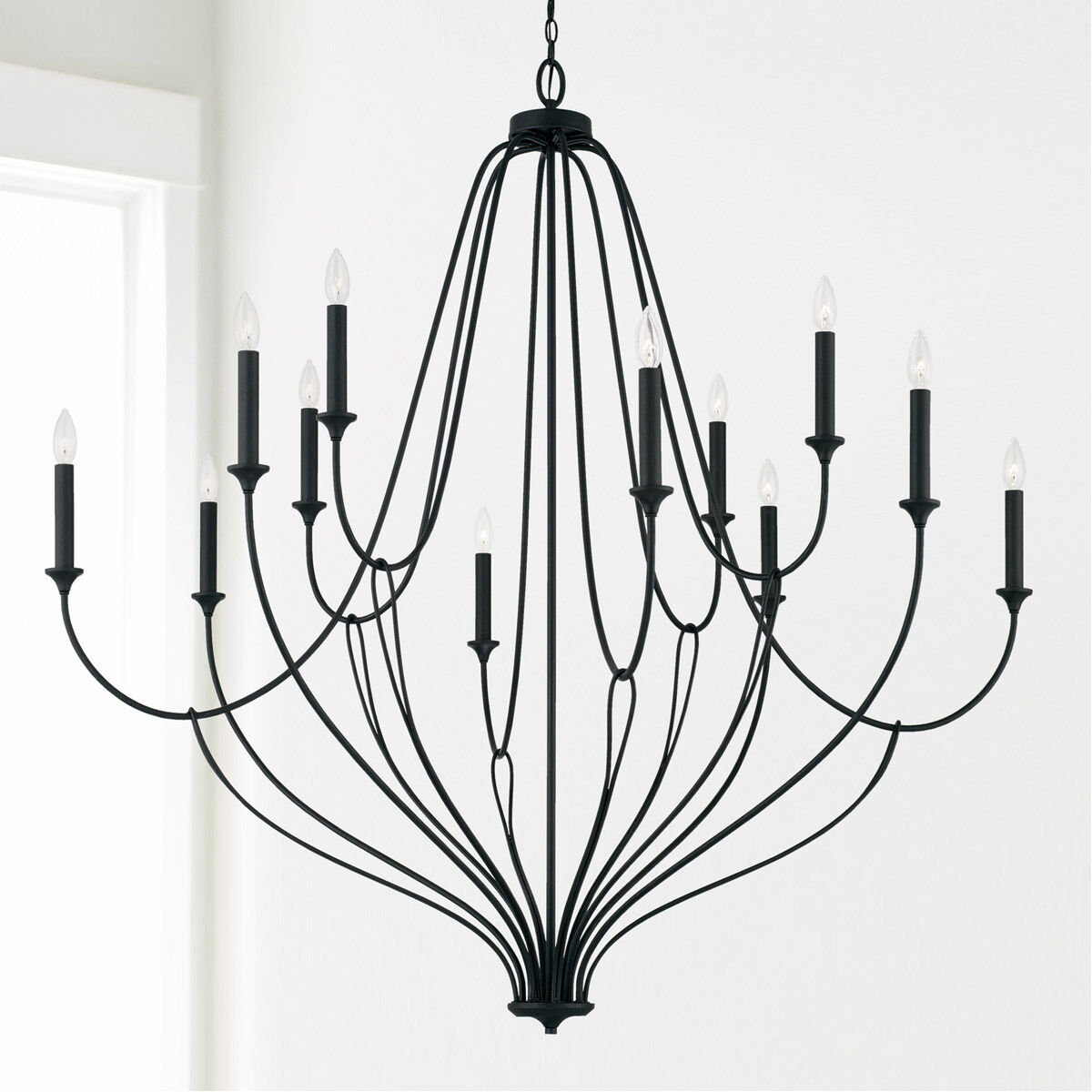 Bentley 12 Light 52 inch Black Iron Chandelier Ceiling Light