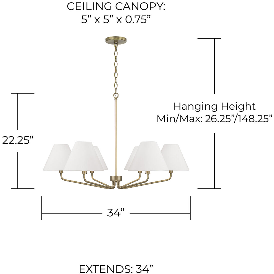 Chadwick 6 Light 34 inch Aged Brass Chandelier Ceiling Light
