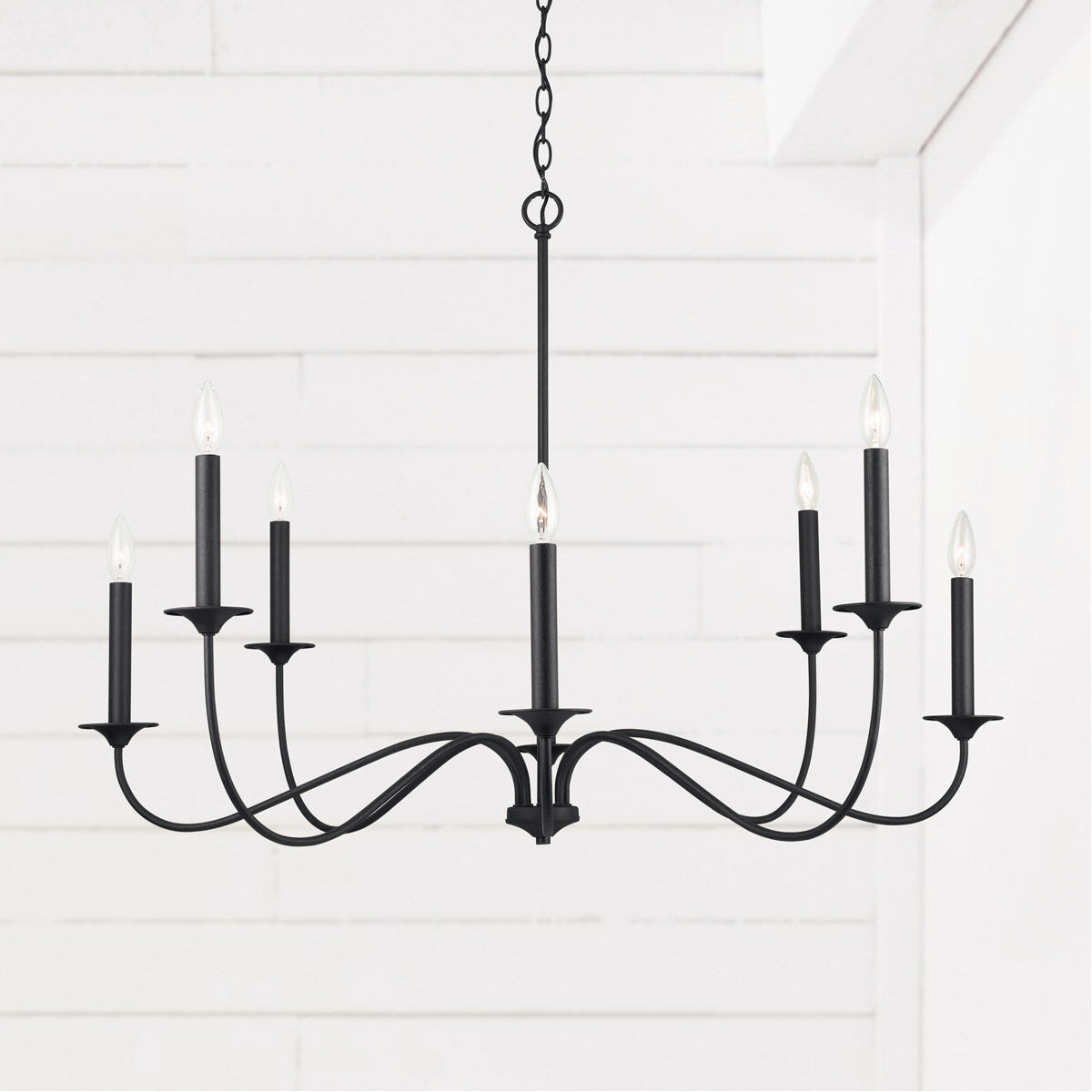 Vincent 8 Light 40 inch Black Iron Chandelier Ceiling Light