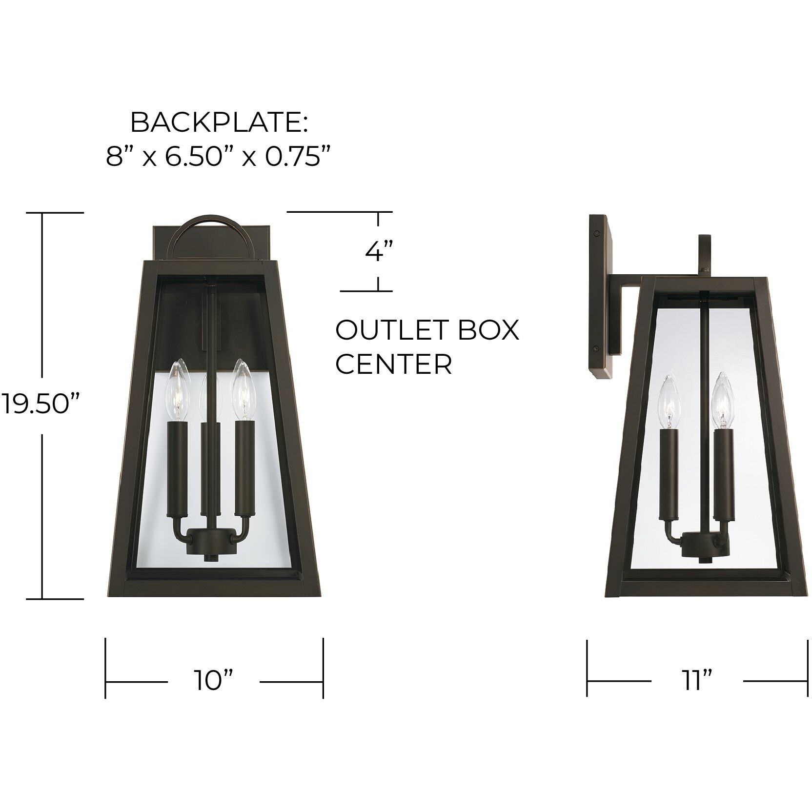 Leighton 3 Light 20 inch Oiled Bronze Outdoor Wall Lantern