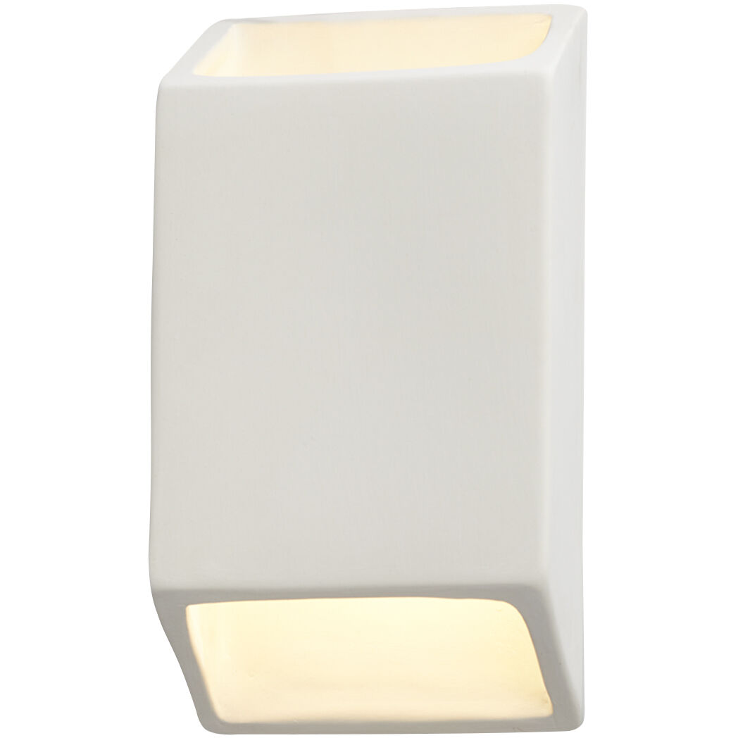 Ambiance LED 5 inch White Crackle ADA Wall Sconce Wall Light, Open Top and Bottom Fixture, Tapered Rectangle