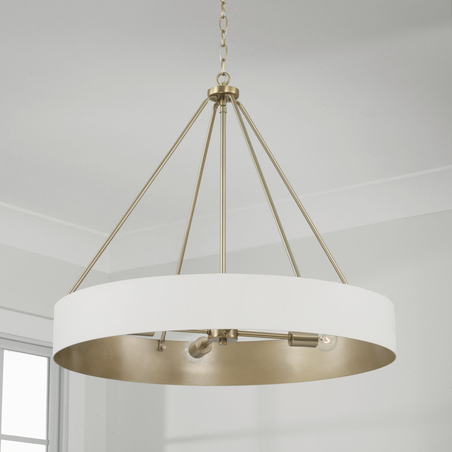Weller 4 Light 27.5 inch Matte Brass and White Chandelier Ceiling Light