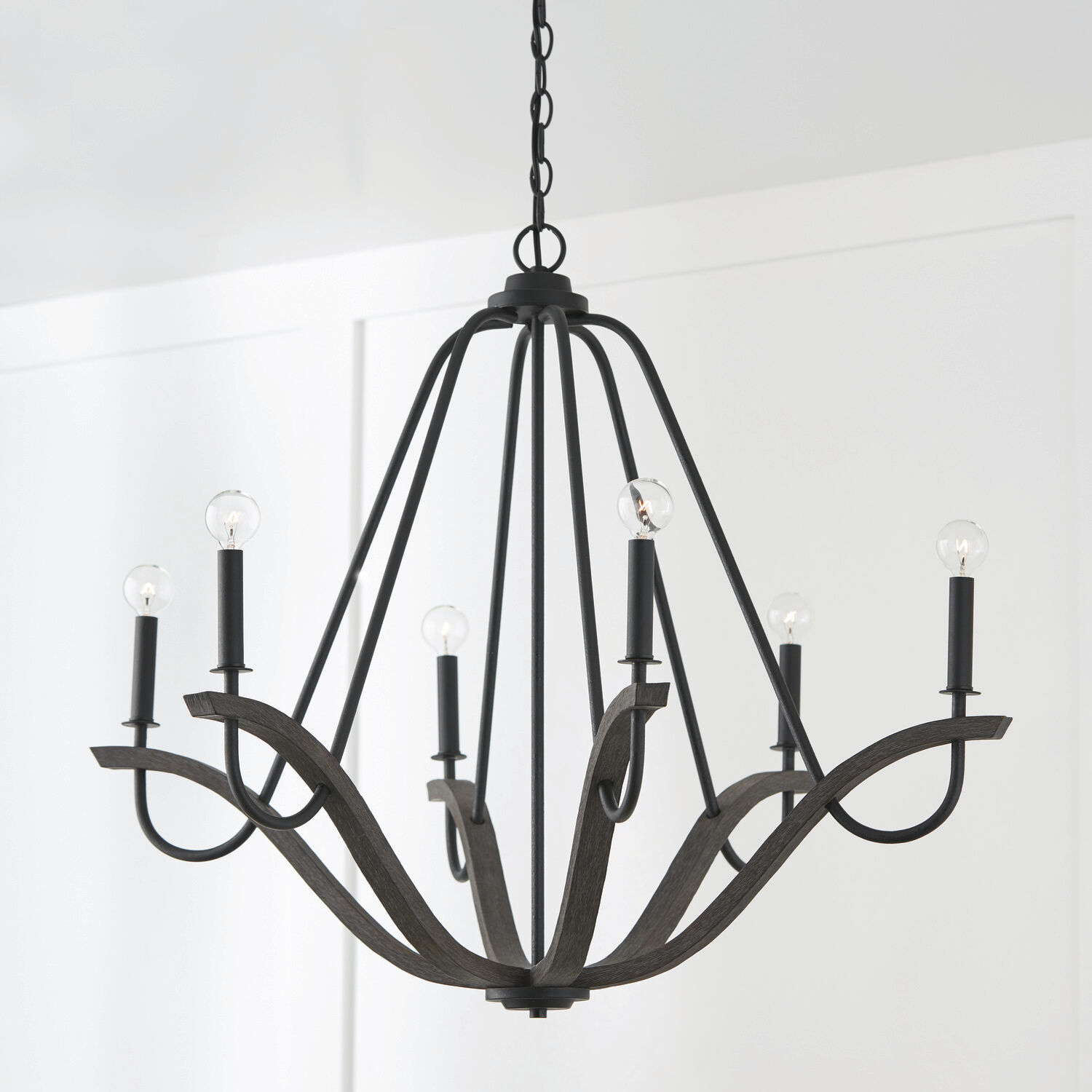 Clive 6 Light 36 inch Carbon Grey and Black Iron Chandelier Ceiling Light