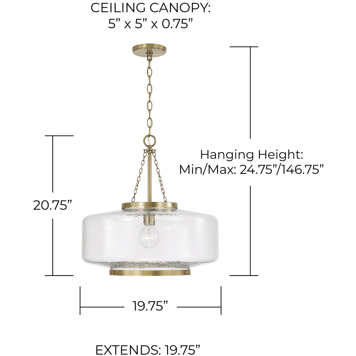 Landon 1 Light 19.75 inch Aged Brass Pendant Ceiling Light
