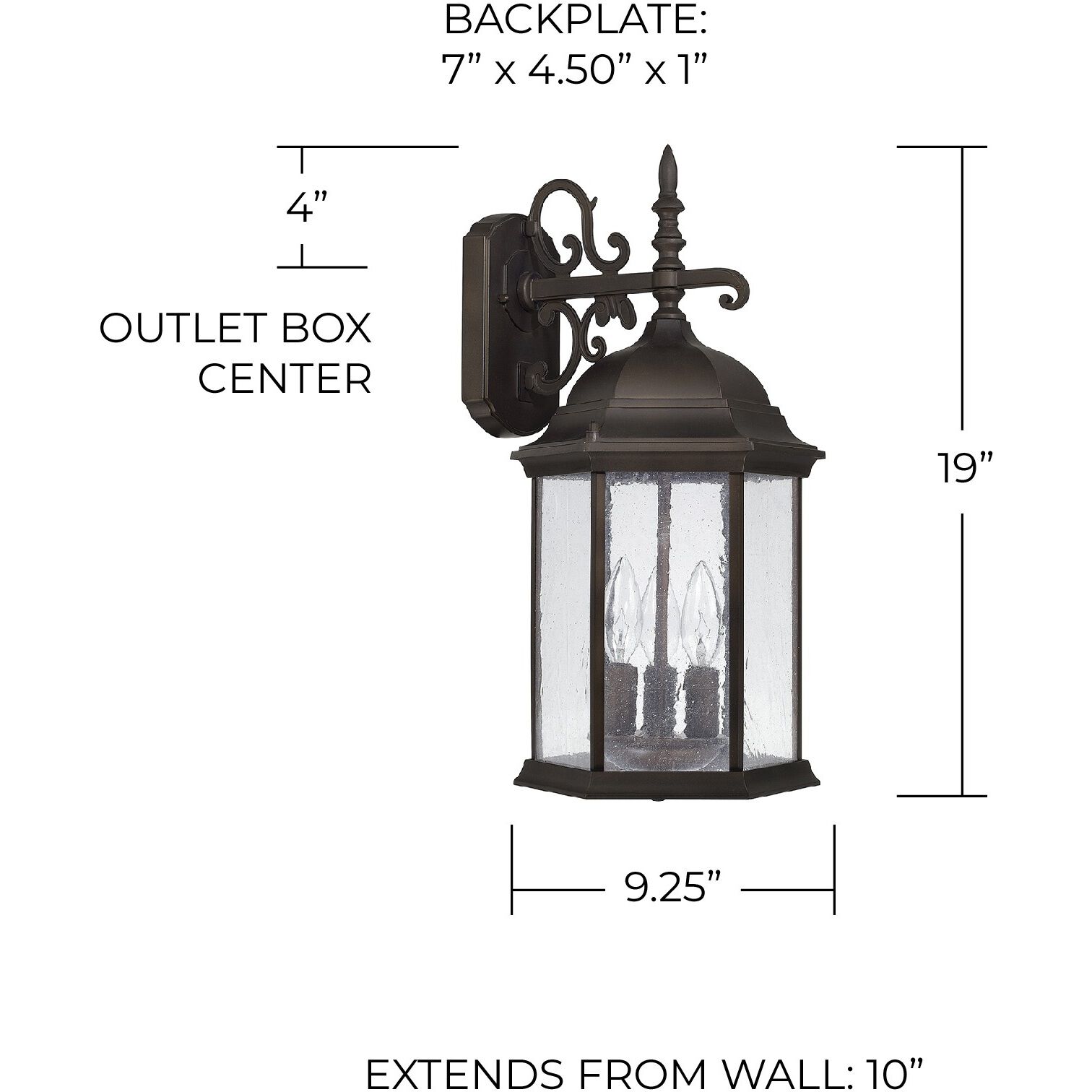 Main Street 3 Light 19 inch Old Bronze Outdoor Wall Lantern