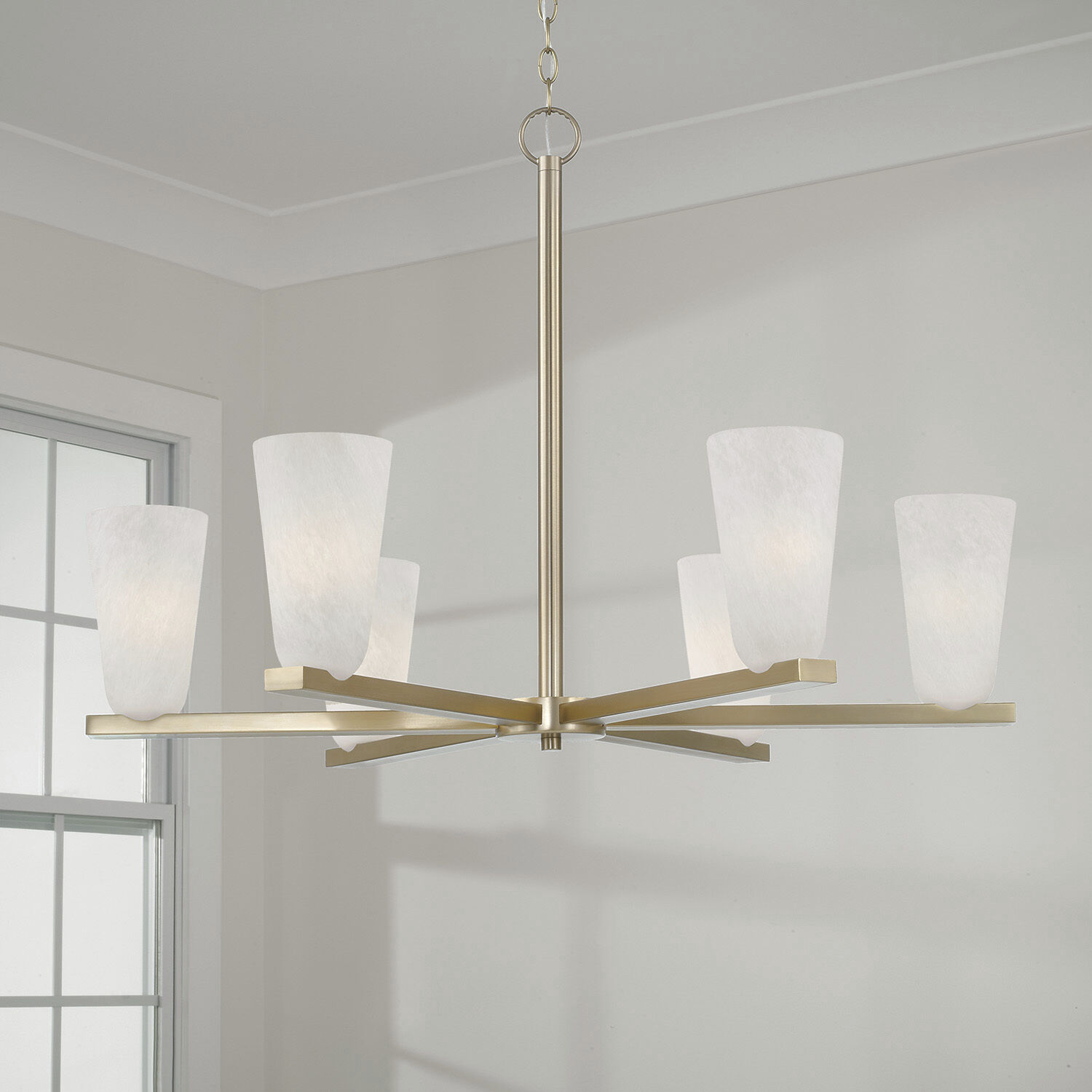 Romy 6 Light 36 inch Matte Brass Chandelier Ceiling Light