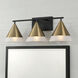 Avant 3 Light 26 inch Aged Brass and Black Vanity Light Wall Light