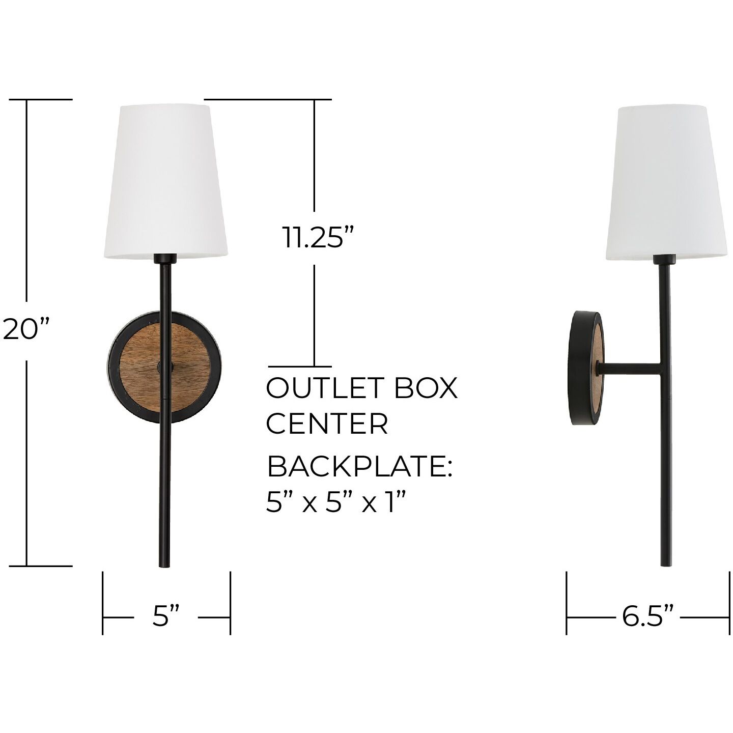 Jonah 1 Light 5 inch Light Wood and Matte Black Sconce Wall Light