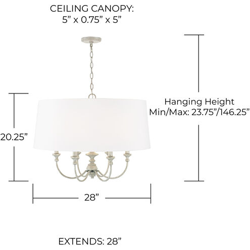 Penelope 6 Light 28 inch Painted Grey Pendant Ceiling Light