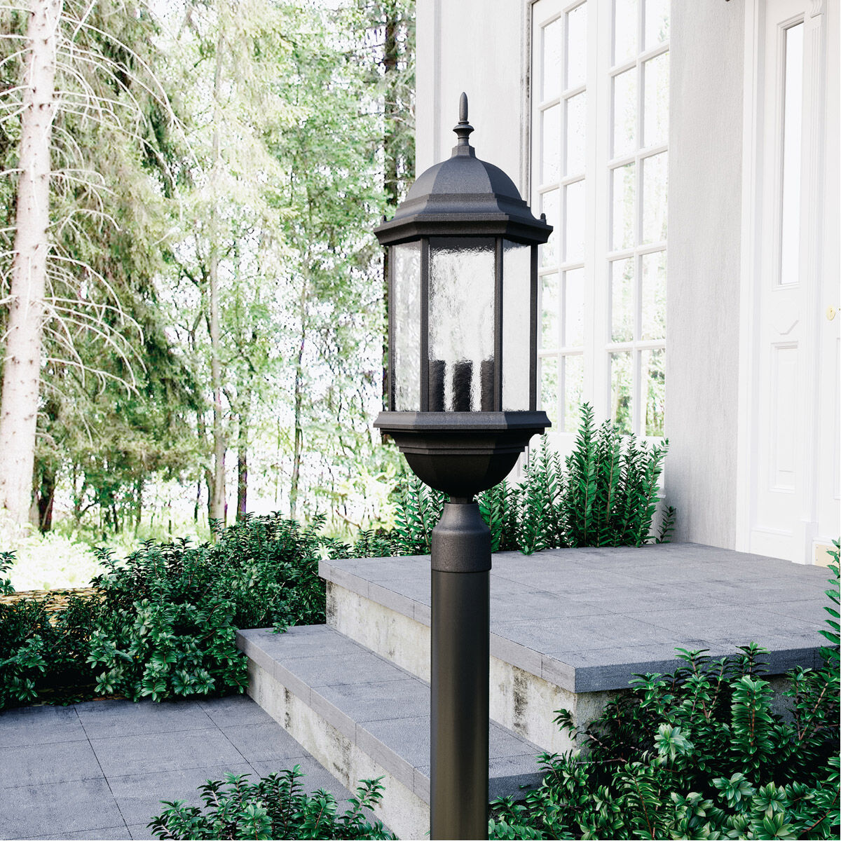 Main Street 3 Light 24 inch Old Bronze Outdoor Post Lantern