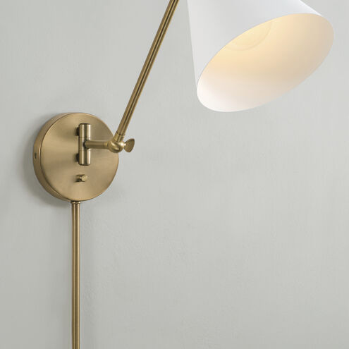 Bradley 1 Light 7 inch Aged Brass and White Sconce Wall Light