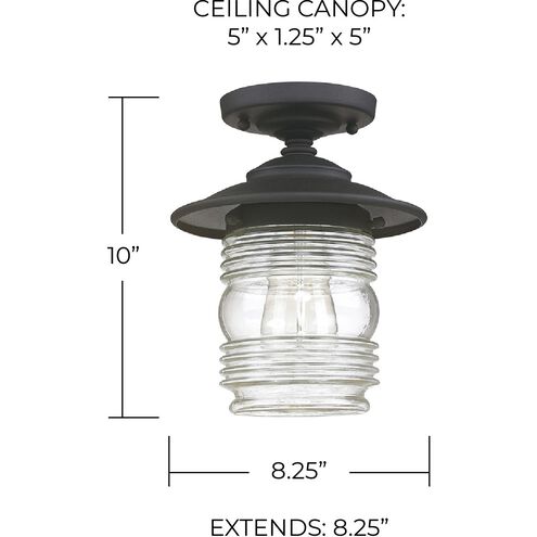 Creekside 1 Light 8 inch Black Outdoor Flush Mount in Clear