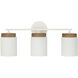 Liam 3 Light 23.5 inch Light Wood and White Vanity Light Wall Light