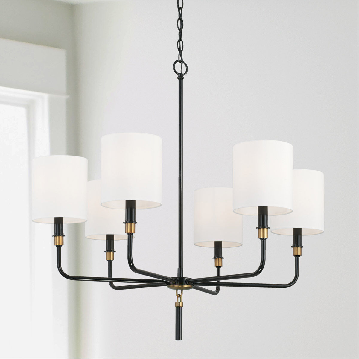 Beckham 6 Light 32 inch Glossy Black and Aged Brass Chandelier Ceiling Light